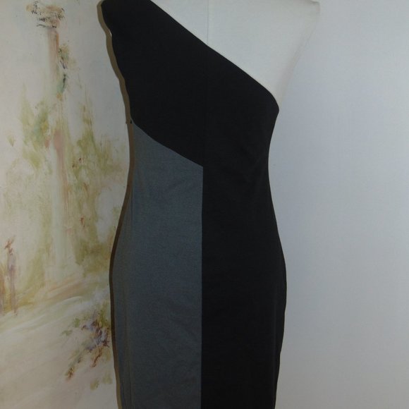 Y2K MAX AND CLEO colorblock GREY BLACK WHITE Wiggle Mini Sleeveless DRESS SZ 4 - Picture 5 of 11